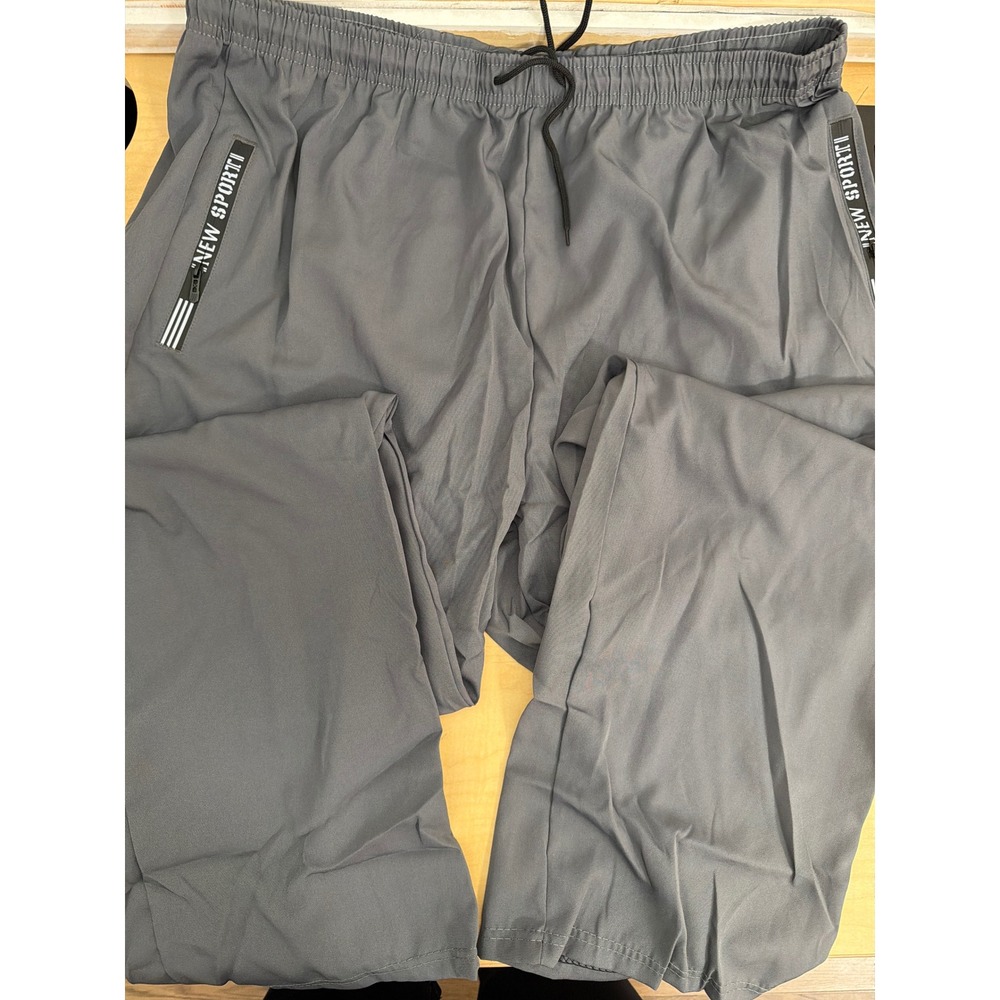 New Sport Mens Athletic Pants Gray Elastic Waist Zipper Pockets Size 3XL